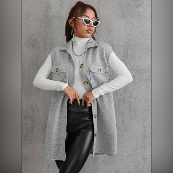 Shein flap pocket Vest Coat without belt 🐚 - Picture 3 of 12